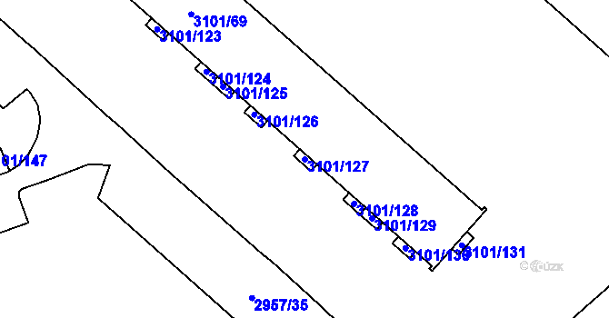 Parcela st. 3101/127 v KÚ Pelhřimov, Katastrální mapa