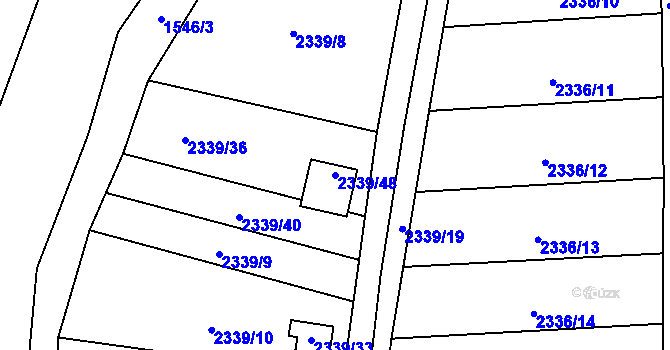 Parcela st. 2339/48 v KÚ Pelhřimov, Katastrální mapa