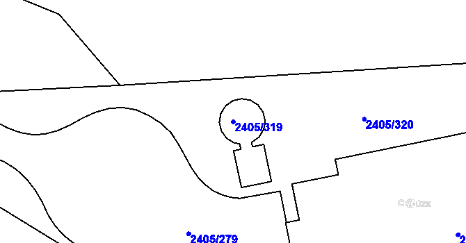 Parcela st. 2405/319 v KÚ Pelhřimov, Katastrální mapa
