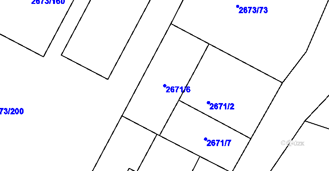 Parcela st. 2671/6 v KÚ Pelhřimov, Katastrální mapa