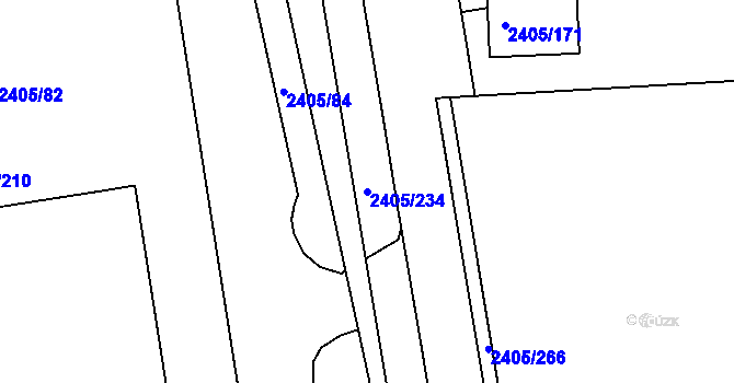 Parcela st. 2405/234 v KÚ Pelhřimov, Katastrální mapa
