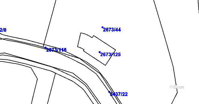 Parcela st. 2673/125 v KÚ Pelhřimov, Katastrální mapa
