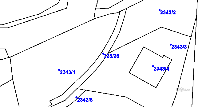 Parcela st. 325/26 v KÚ Pelhřimov, Katastrální mapa