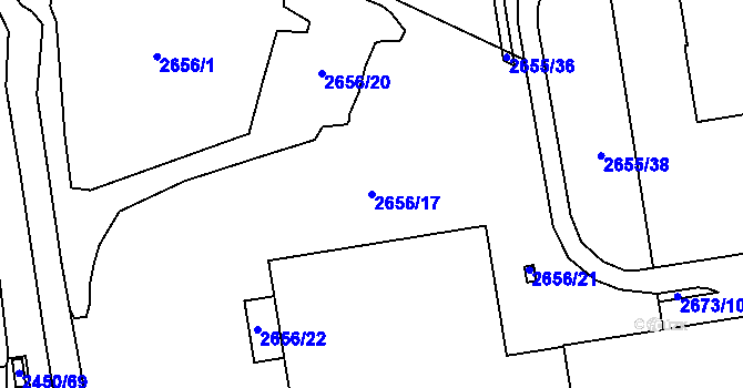 Parcela st. 2656/17 v KÚ Pelhřimov, Katastrální mapa