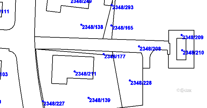 Parcela st. 2348/177 v KÚ Pelhřimov, Katastrální mapa