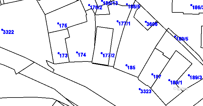 Parcela st. 177/2 v KÚ Pelhřimov, Katastrální mapa
