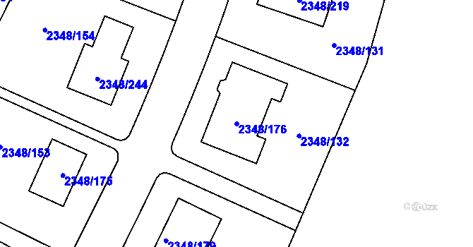 Parcela st. 2348/176 v KÚ Pelhřimov, Katastrální mapa