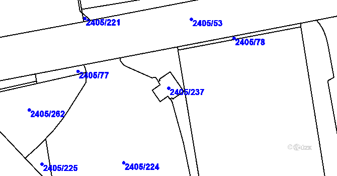 Parcela st. 2405/237 v KÚ Pelhřimov, Katastrální mapa