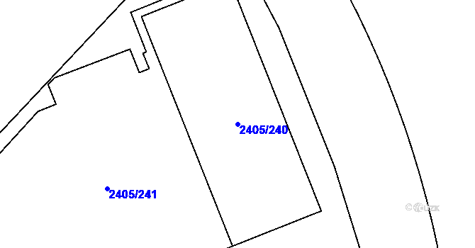 Parcela st. 2405/240 v KÚ Pelhřimov, Katastrální mapa
