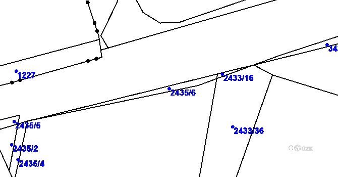 Parcela st. 2435/6 v KÚ Pelhřimov, Katastrální mapa