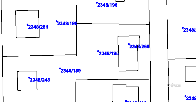Parcela st. 2348/195 v KÚ Pelhřimov, Katastrální mapa