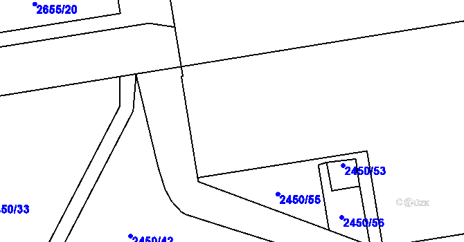 Parcela st. 2450/16 v KÚ Pelhřimov, Katastrální mapa