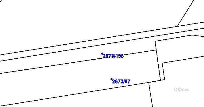 Parcela st. 2673/136 v KÚ Pelhřimov, Katastrální mapa