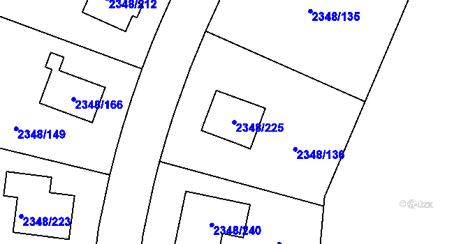 Parcela st. 2348/225 v KÚ Pelhřimov, Katastrální mapa
