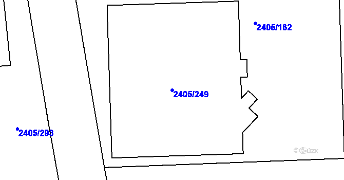 Parcela st. 2405/249 v KÚ Pelhřimov, Katastrální mapa