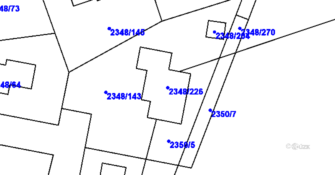 Parcela st. 2348/226 v KÚ Pelhřimov, Katastrální mapa