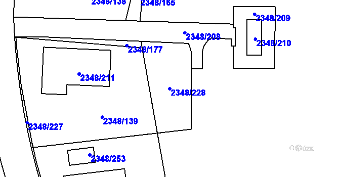 Parcela st. 2348/228 v KÚ Pelhřimov, Katastrální mapa