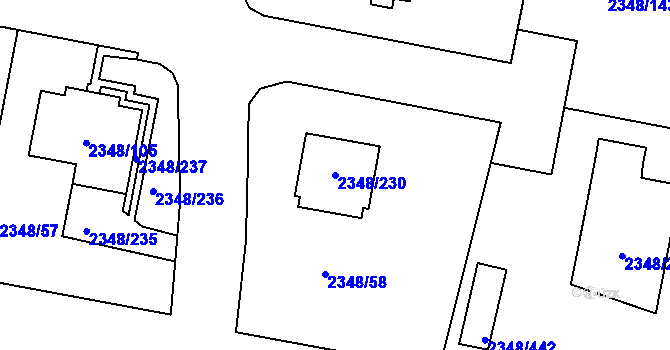 Parcela st. 2348/230 v KÚ Pelhřimov, Katastrální mapa