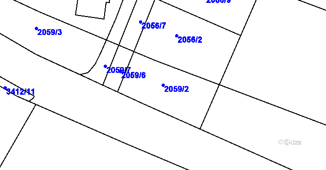 Parcela st. 2059/2 v KÚ Pelhřimov, Katastrální mapa