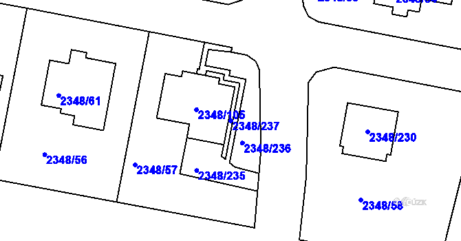 Parcela st. 2348/237 v KÚ Pelhřimov, Katastrální mapa
