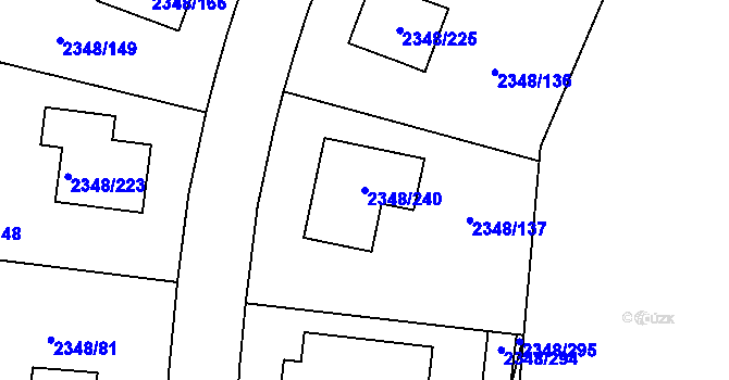 Parcela st. 2348/240 v KÚ Pelhřimov, Katastrální mapa