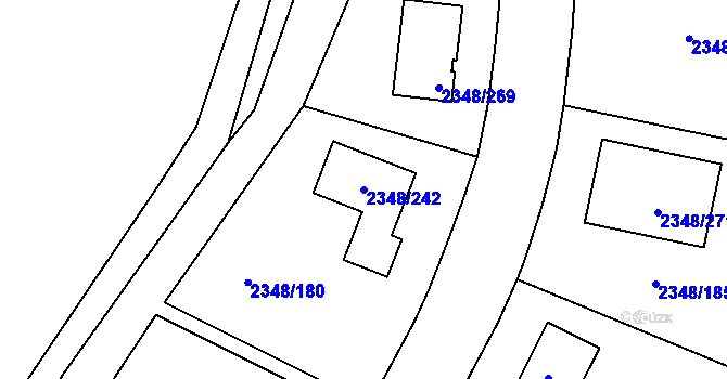 Parcela st. 2348/242 v KÚ Pelhřimov, Katastrální mapa