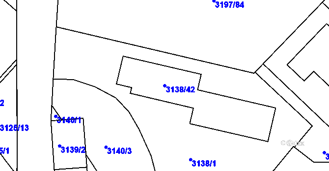 Parcela st. 3138/42 v KÚ Pelhřimov, Katastrální mapa