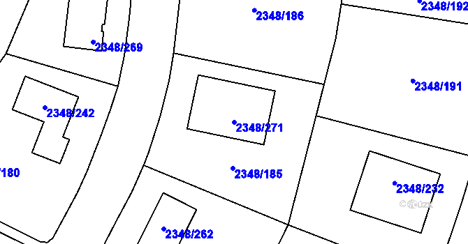 Parcela st. 2348/271 v KÚ Pelhřimov, Katastrální mapa