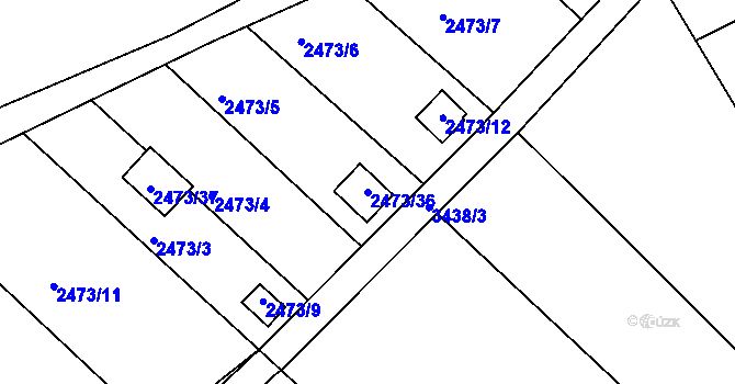 Parcela st. 2473/36 v KÚ Pelhřimov, Katastrální mapa