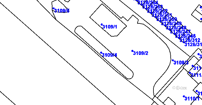 Parcela st. 3109/4 v KÚ Pelhřimov, Katastrální mapa