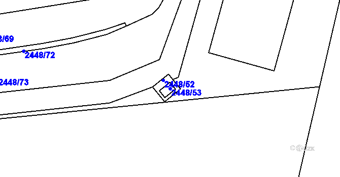 Parcela st. 2448/53 v KÚ Pelhřimov, Katastrální mapa
