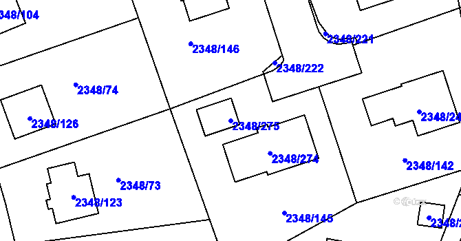 Parcela st. 2348/275 v KÚ Pelhřimov, Katastrální mapa