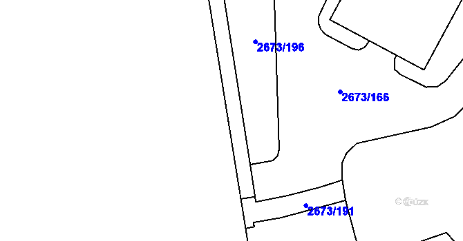 Parcela st. 2673/195 v KÚ Pelhřimov, Katastrální mapa