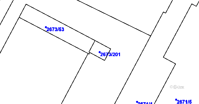 Parcela st. 2673/201 v KÚ Pelhřimov, Katastrální mapa