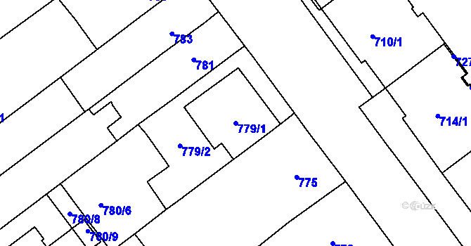 Parcela st. 779/1 v KÚ Pelhřimov, Katastrální mapa