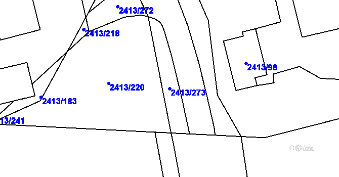 Parcela st. 2413/273 v KÚ Pelhřimov, Katastrální mapa