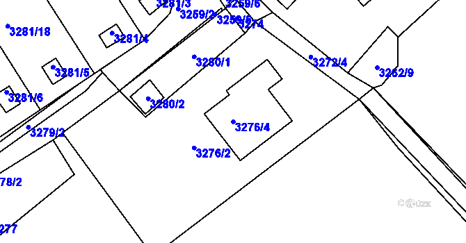 Parcela st. 3276/4 v KÚ Pelhřimov, Katastrální mapa