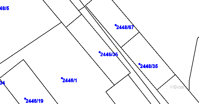 Parcela st. 2446/35 v KÚ Pelhřimov, Katastrální mapa