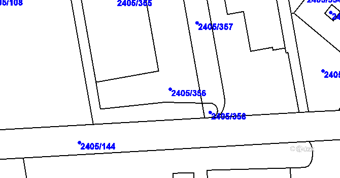 Parcela st. 2405/356 v KÚ Pelhřimov, Katastrální mapa