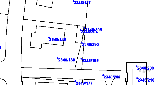 Parcela st. 2348/293 v KÚ Pelhřimov, Katastrální mapa