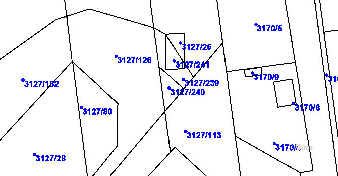 Parcela st. 3127/240 v KÚ Pelhřimov, Katastrální mapa