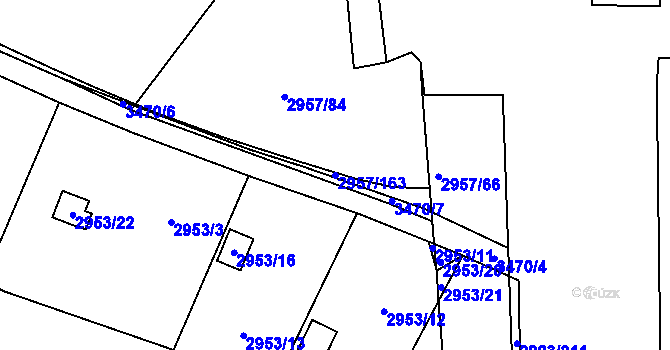 Parcela st. 2957/163 v KÚ Pelhřimov, Katastrální mapa