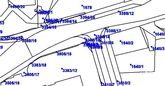 Parcela st. 3383/17 v KÚ Pelhřimov, Katastrální mapa
