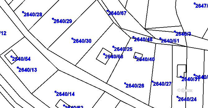 Parcela st. 2640/68 v KÚ Pelhřimov, Katastrální mapa