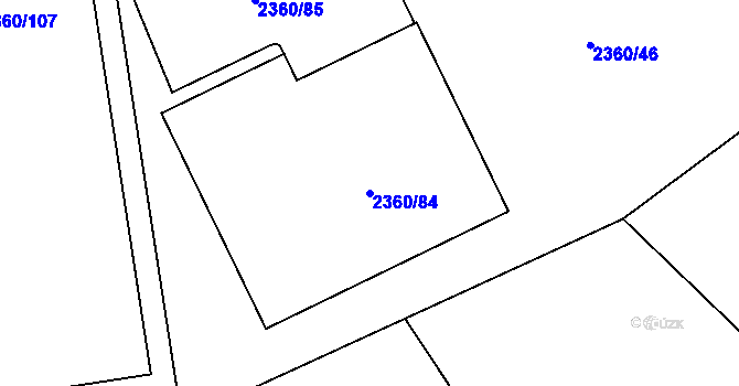 Parcela st. 2360/84 v KÚ Pelhřimov, Katastrální mapa