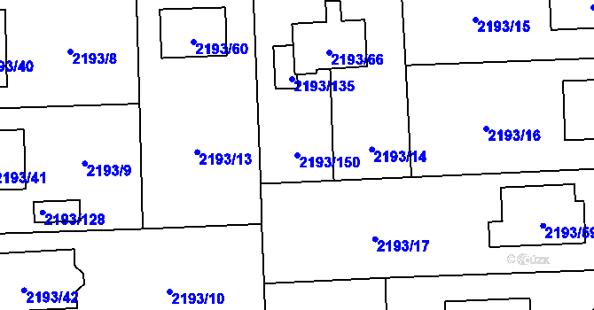 Parcela st. 2193/150 v KÚ Pelhřimov, Katastrální mapa