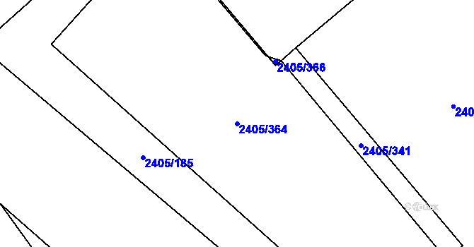 Parcela st. 2405/364 v KÚ Pelhřimov, Katastrální mapa