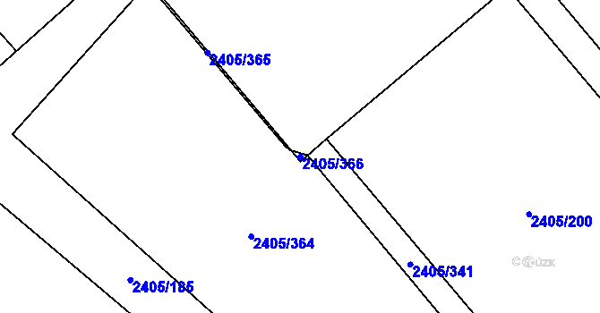 Parcela st. 2405/366 v KÚ Pelhřimov, Katastrální mapa