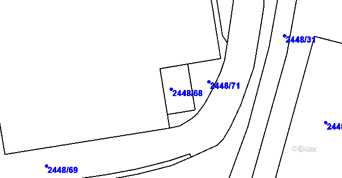 Parcela st. 2448/68 v KÚ Pelhřimov, Katastrální mapa