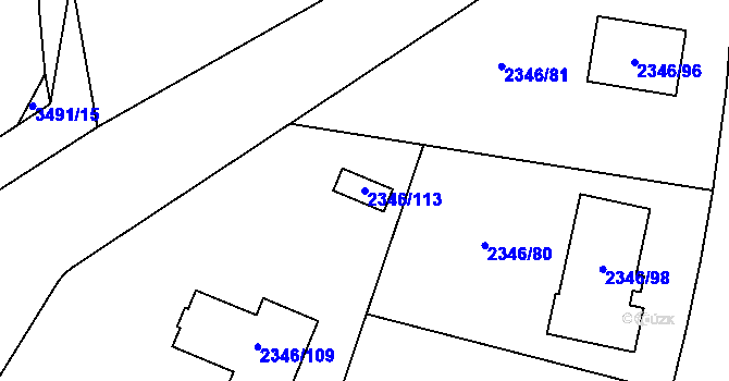 Parcela st. 2346/113 v KÚ Pelhřimov, Katastrální mapa